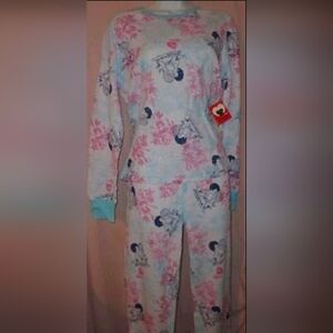 "Love Is" Women's Vintage Thermals Pajama Set Sz M Blue Or Pink